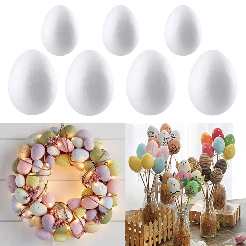 50pcs Painting Easter Foam Egg DIY Polystyrene Styrofoam Easter Eggs Ball Happy Easter Party Decor For home DIY Kids favor Gift