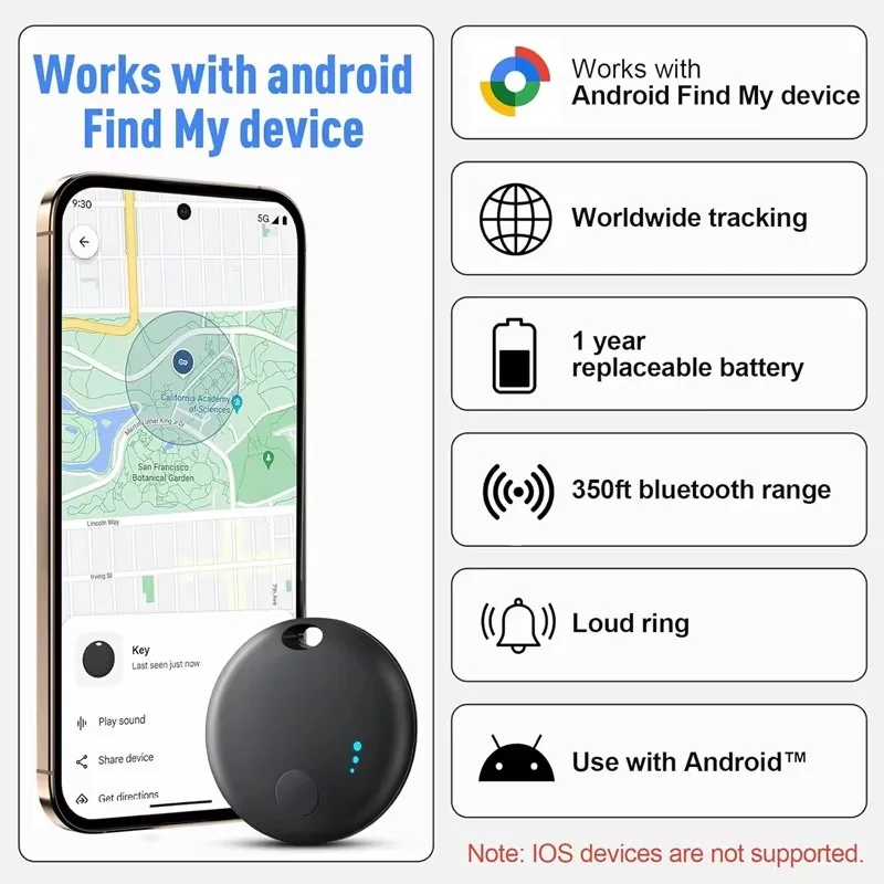 Android Air Tracker Tag Bluetooth Tracker Smart Tags Work with Google Find Hub App Search Locator Tracking Device Item Finder