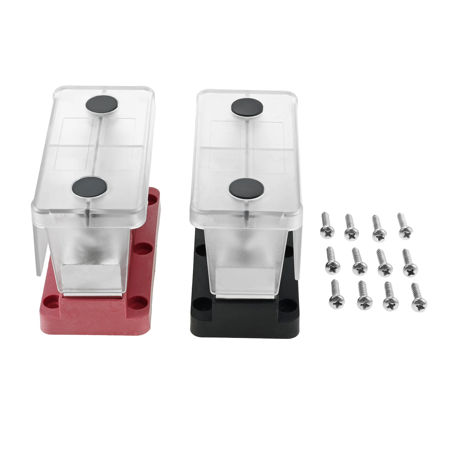 2Pcs 600Amp Bus Bar 12-48V DC Heavy Duty Copper Busbar W/ 4 3/8