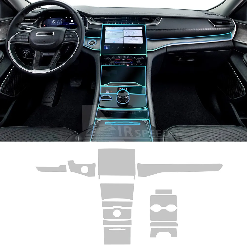 Auto-Innenraum-TPU-Schutzfolie, kratzfeste Folie für Jeep Grand Cherokee WL 2020–2024, Auto-Schutzfolie, transparente, reißfeste Aufkleber – Detail 1
