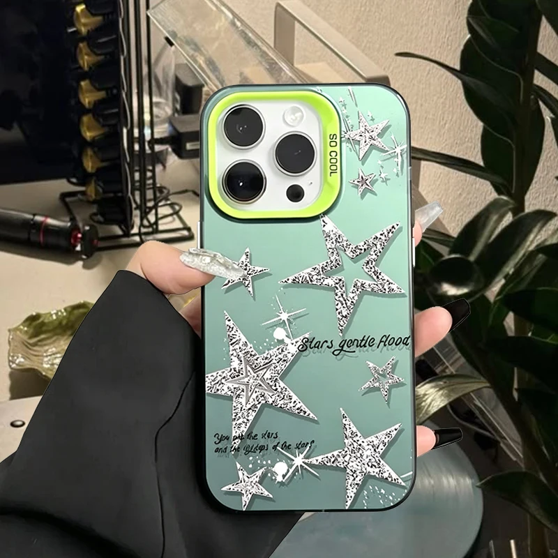 Y2K Glitter Silver Star Cash Frosted Case for Samsung Galaxy S26 S25 S24 S23 Plus S22 Ultra S21 S20 FE A57 A56 A55 Acrylic Cover