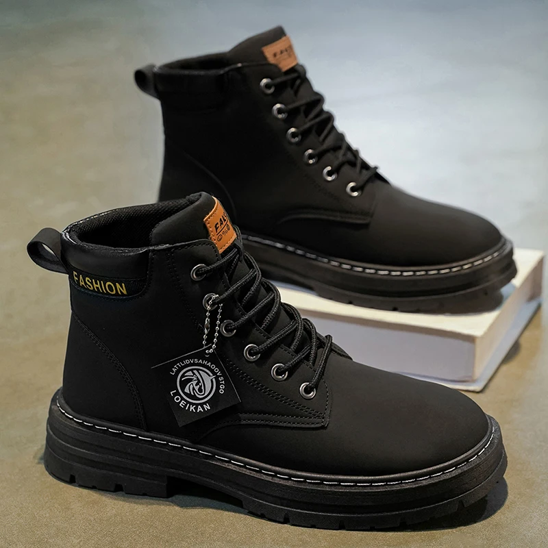 أحذية رجالية كلاسيكية جديدة موديل 2025 متوسطة القطع - نعل سميك، برباط، طراز خارجي مع ملحقات