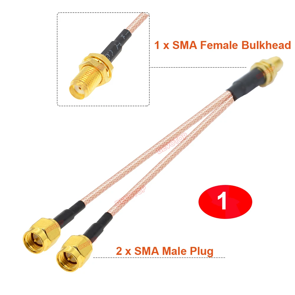 1PCS SMA to Dual SMA Y Type Splitter Combiner Antenna Extension Jumper RF Coax Pigtail Cable for 3G 4G Modem Router SMA Splitter