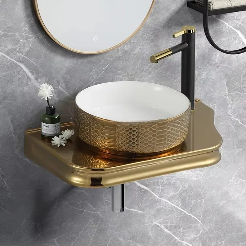 Bathroom ceramic wall-mounted wash basin vanity single sink
