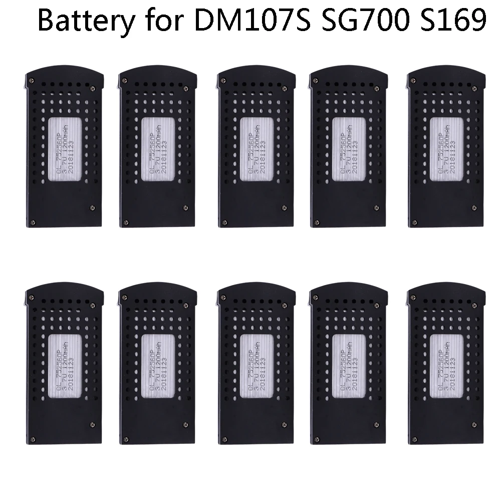 10PCS 3.7V Batteria ad alta capacità per DM107S SG700 S169 Drone accessori 3.7V 1200mAh Lipo Batteria per RC Quadcopter Pezzi di Ricambio