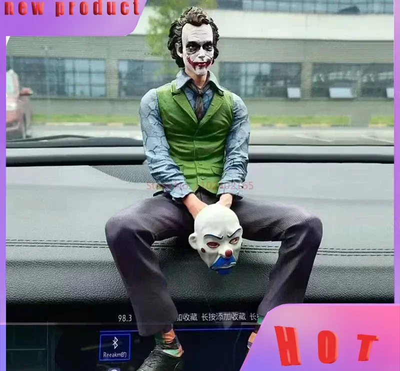 24cm coringa heath ledger figura de ação-sentado terno verde com máscara portátil decoração de mesa brinquedo para colecionadores presente de natal