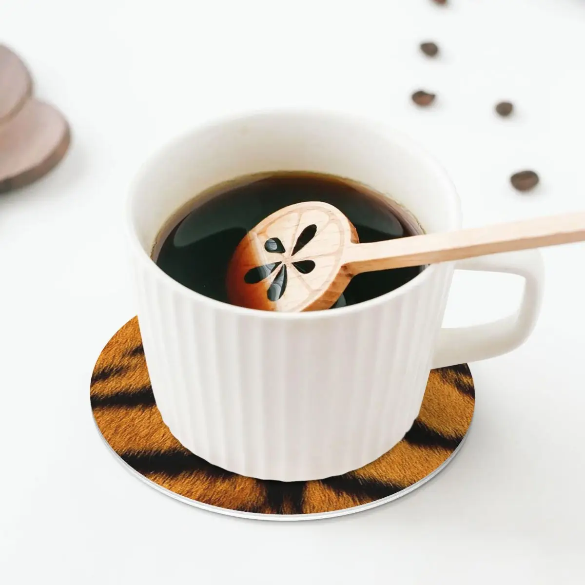 Tiger Skin Coasters Kitchen Placemats Non-slip Insulation Cup Coffee Mats For Decor Home Tableware Pads Set of 4