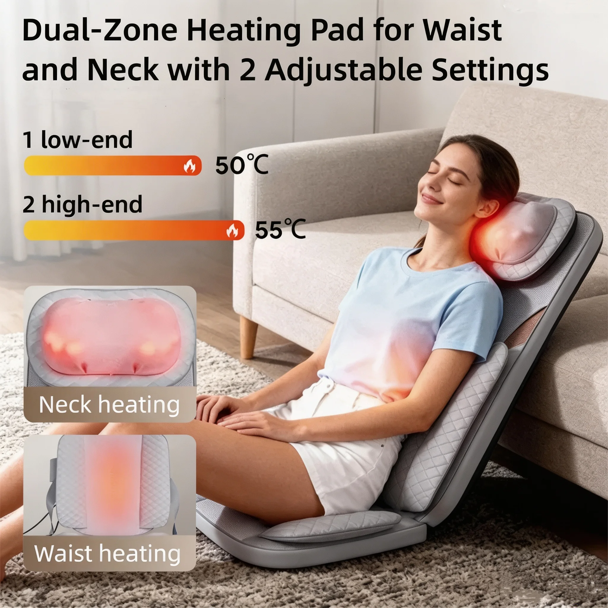 JinKaiRui Vibrating Electric Cervical Neck Back Body Cushion Massage Chair Kneading Heating Muscle Stimulator Device Health Care