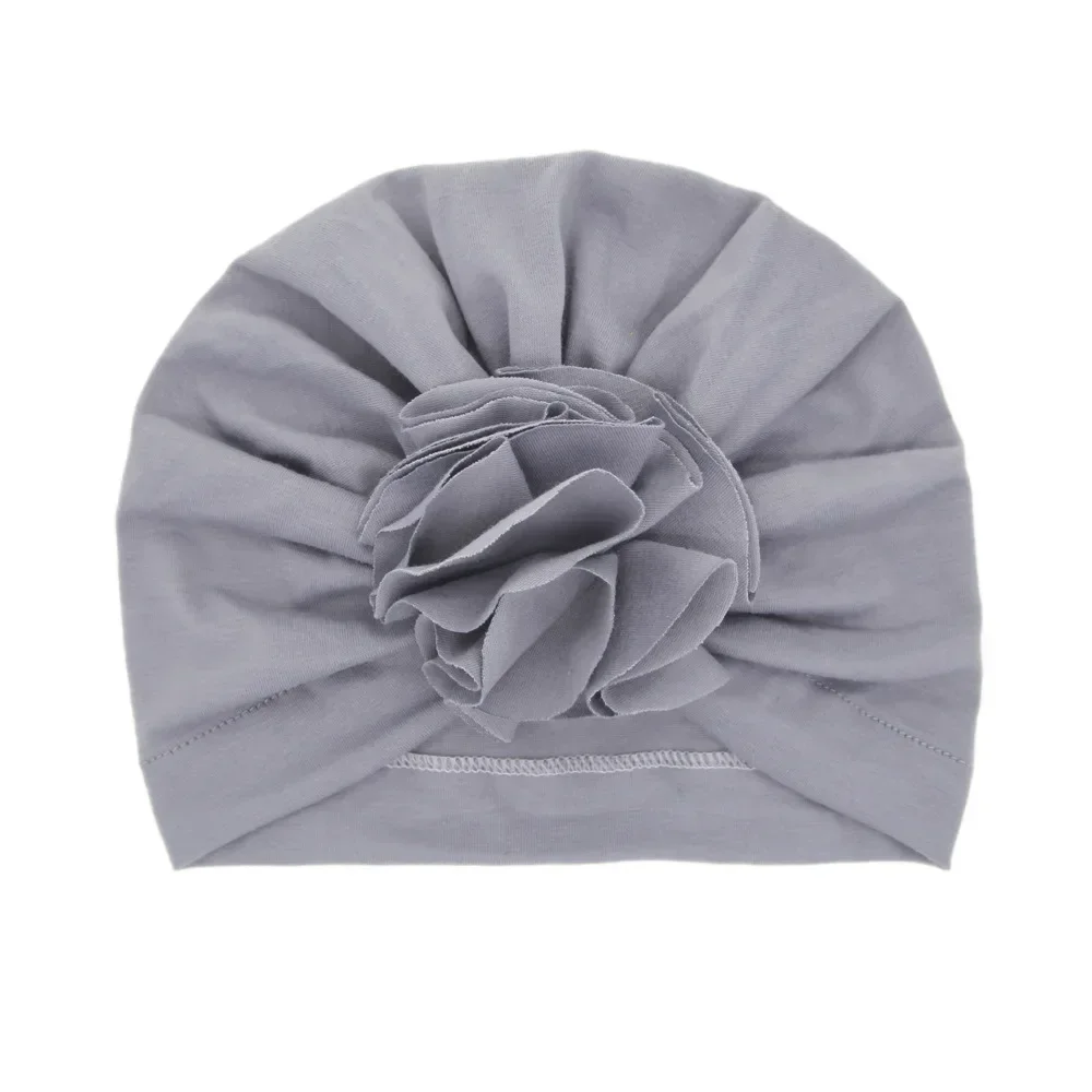 Baby Accessories Newborn Turban Hat with Pleated Flowers Kids Photo Props Girls Shower Gift Birthday Elastic Hats Headwear