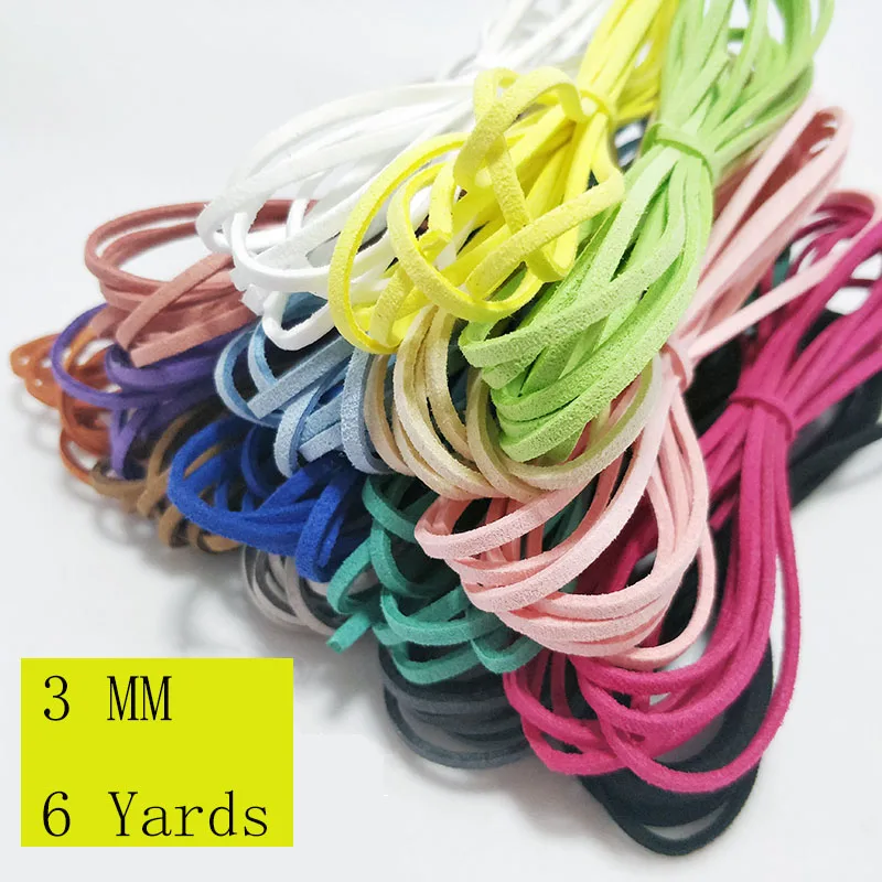 Double Sided Suede Hand Weaving Cord, Korean Velvet Leather Handmade DIY Beading Bracelet Jewelry Accessories 3mm 6Yards per Lot