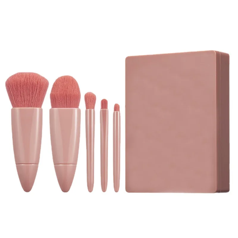 5pcs Travel Size Makeup Brushes Set Mini Makeup Brushes, Small Complete Function Cosmetic Brushes Kit With Case And Mirror Perfe