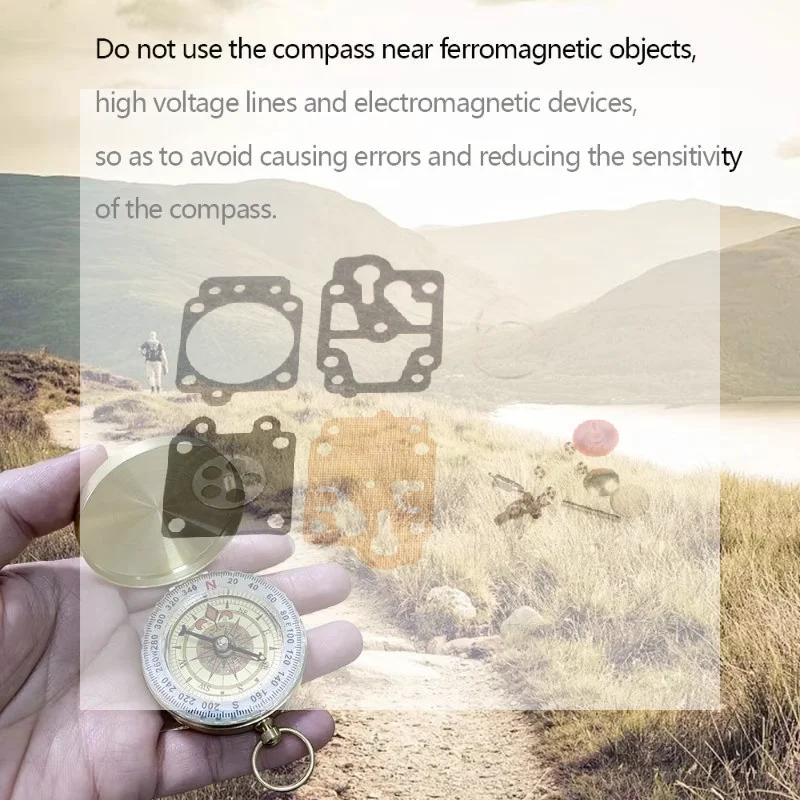 Noctilucent Pocket Brass Gold Compass High Precision Portable  Tool for Hiking Camping Survival Trips
