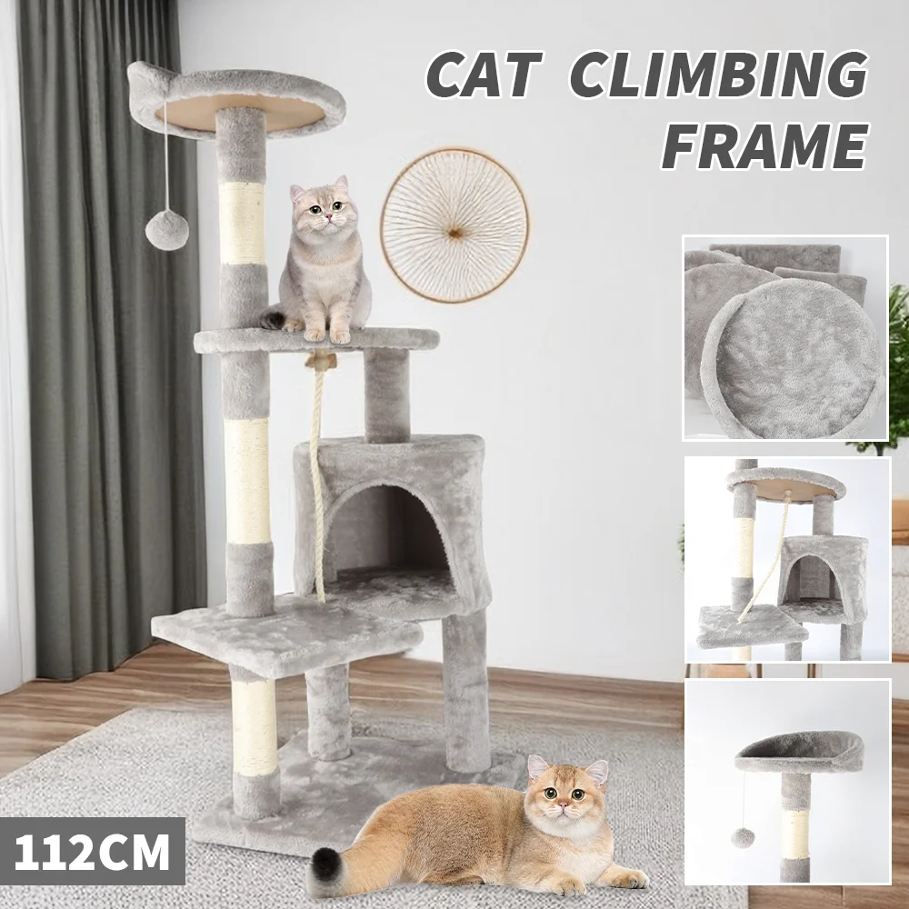 Deluxe Cat Tree House with Scratching Post and Perches