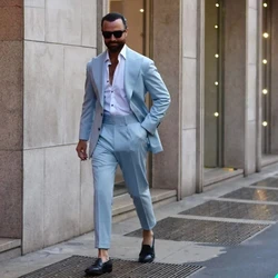 Traje de 2 piezas para hombre, traje elegante y liso, ajustado, elegante, con solapa de botonadura única, informal, para boda, graduación, (Blazer y pantalones)