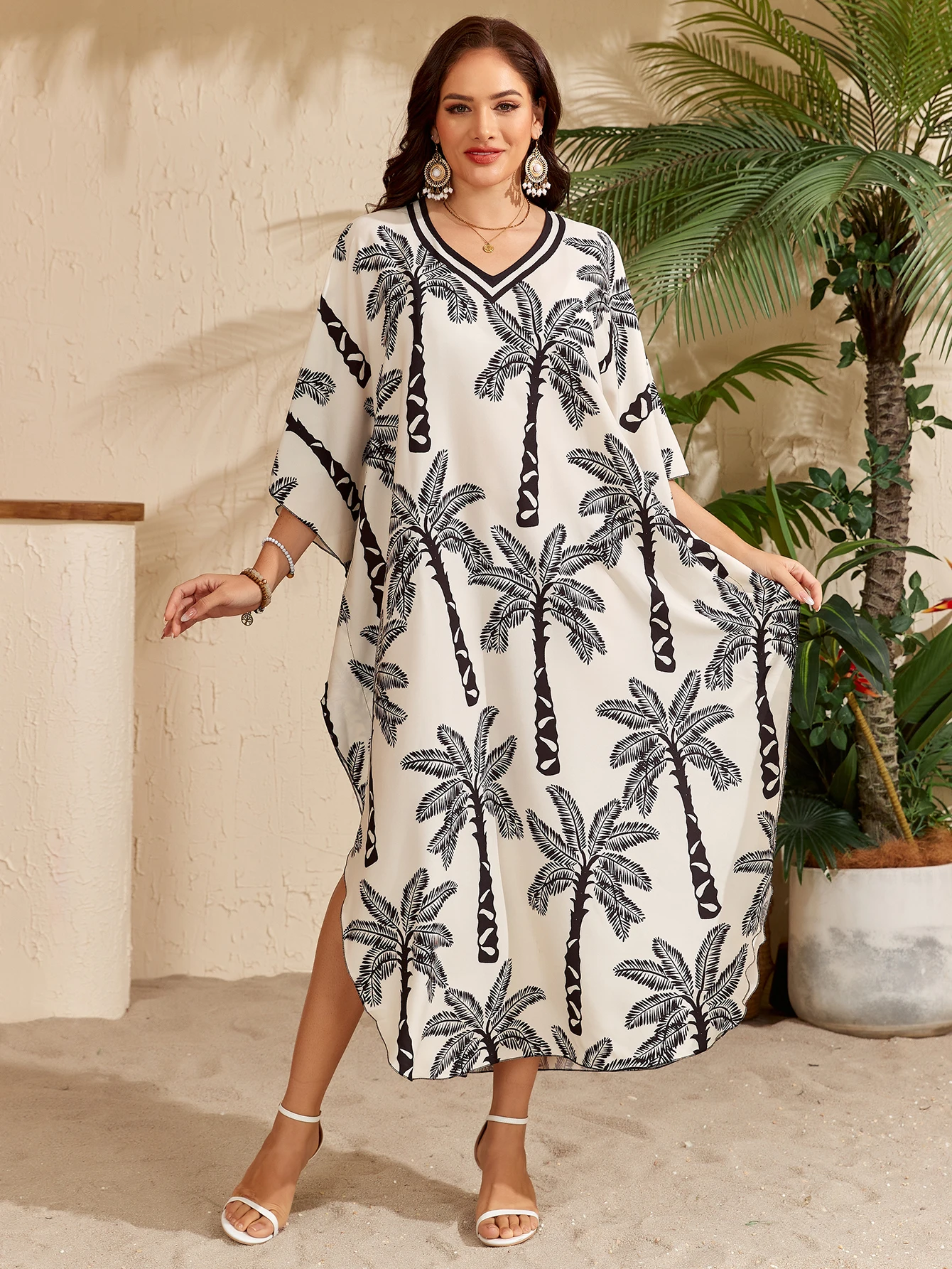 Kaftan Dress for Women,Plus Size Hawaiian Batwing Sleeve Beach Cover Up Summer Swimsuit Dresses