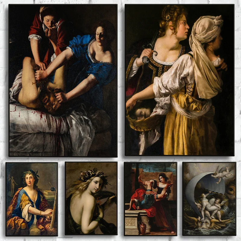 Renaissance Italian Baroque Vintage Feminist Poster Artemisia Gentileschi Artists Canvas Painting Wall Art for Room Home Decor