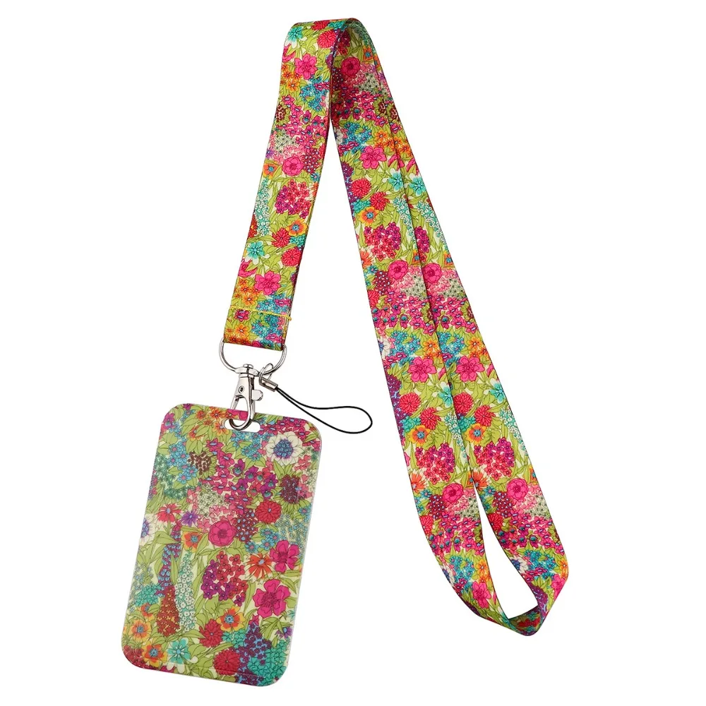 With Lanyard ID Card Holder New Flower Nurse Credit Card Holders Strap Teacher Bus Card Cover Case