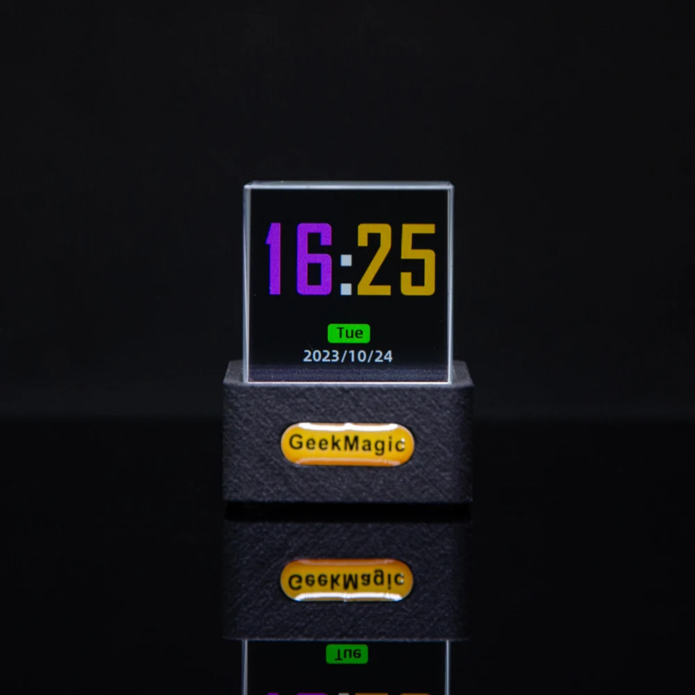 

Crystal Cube Photo Display Holographic Desktop Smart Weather Station Digital Clock wtih GIF Animations Album Home Desk Ornaments