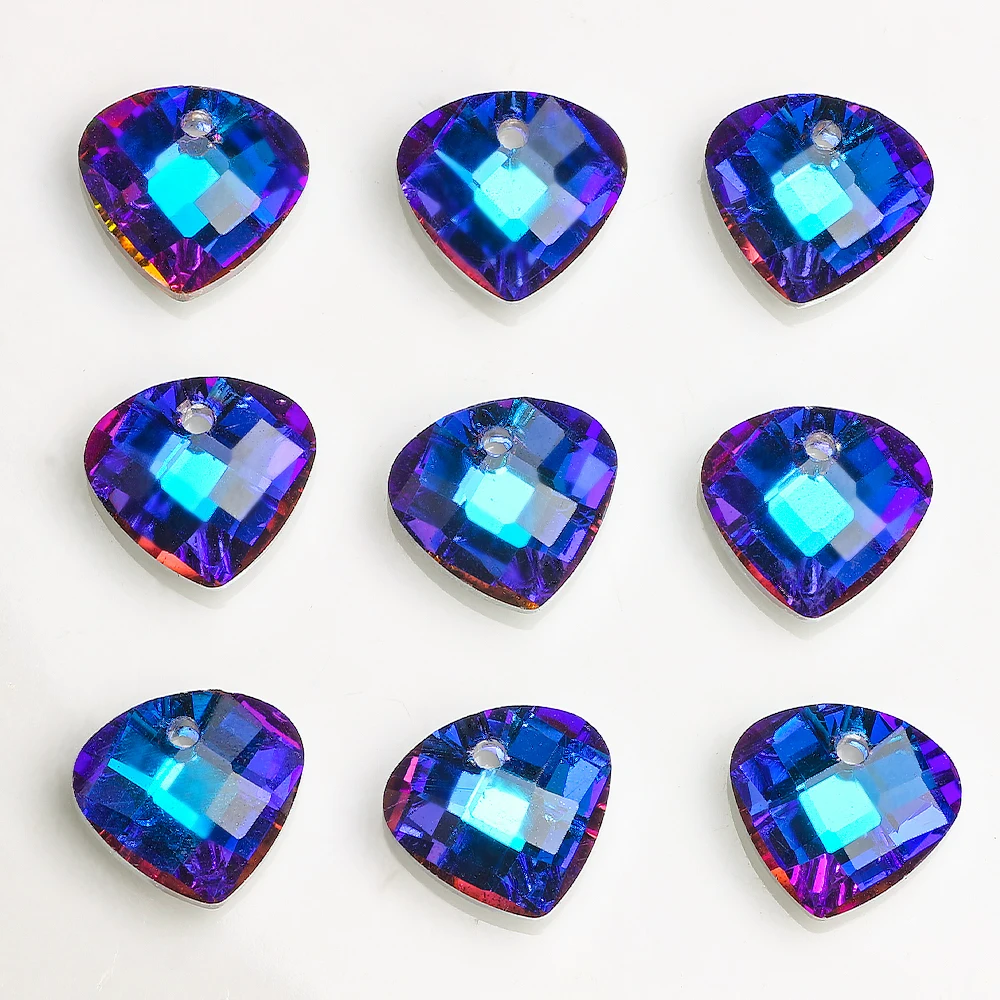 20Pcs 14mm Multicolor Glass fanshaped Pendant Beads Crystal Charms For Women Jewelry Making Necklaces DIY Earring Accessories