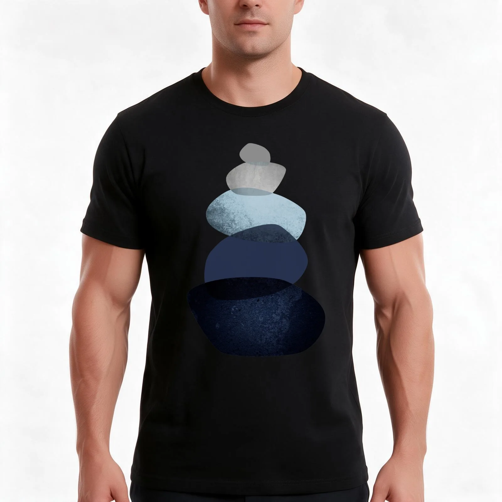 Balancing Stones T-Shirt, Summer Casual Cotton Tee, Oversized Streetwear Tops, Vintage Graphic Print, Loose Fit Short Sleeve