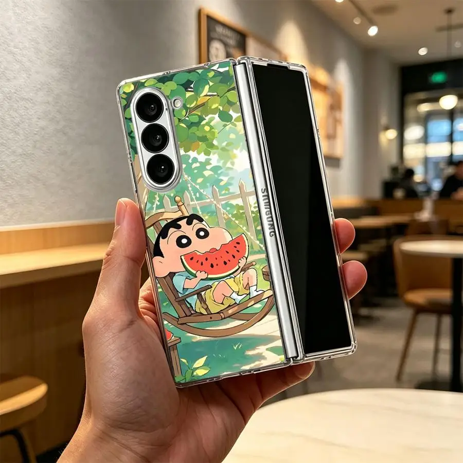 Watermelon Shin-Chans Back Phone Cover Case for Samsung Galaxy Z Fold 8 Ultra ZFold7 ZFold3 ZFold6 ZFold4 Z Fold 7 6 5 4 3