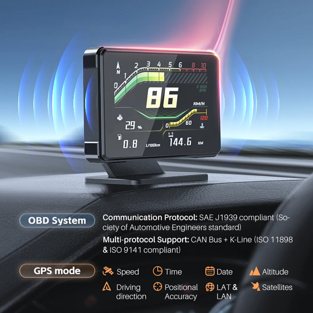 New Car Head Up Displa Meter HUD Voltage Speed RPM Turbo Oil Temp Gauge Headup Display For Center Console