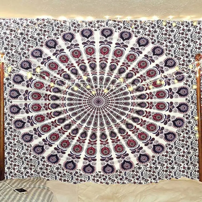 VIKAMA Peacock Mandala Tapestry Wall Hanging Home Decor for Bedroom Living Room Dorm Exotic Ethnic Mandala Aesthetic