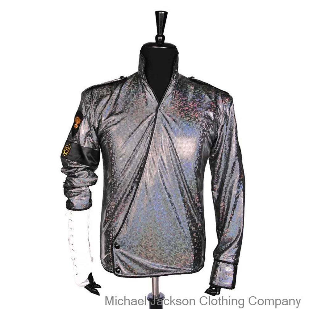 Michael Jackson Jam Costumes BAD Laser Spandex Jacket with Golden Metal Belt