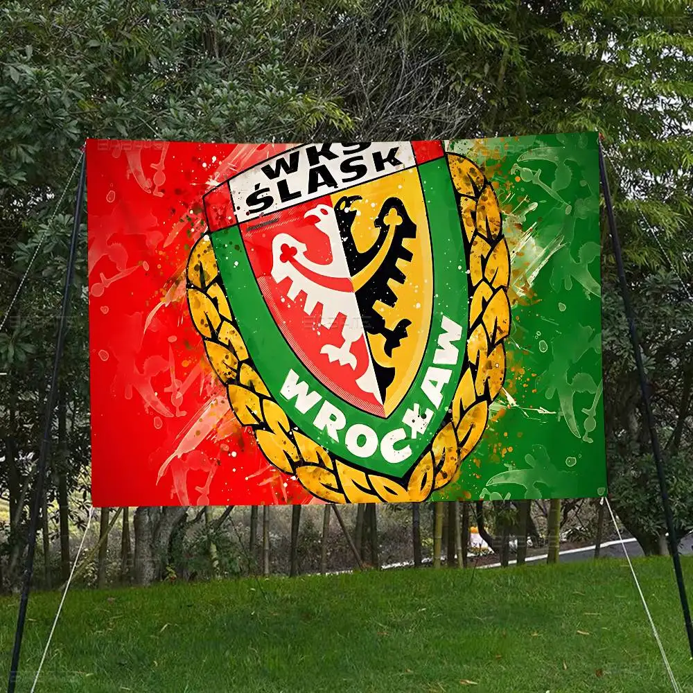 Slask-wroclaw Small Size Cheerleading Banner Hand Pulled Flag Outdoor Atmosphere Flags