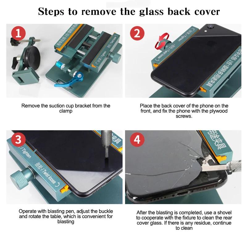 Accesorio Universal giratorio de 360 °, separación de pantalla de teléfono móvil, herramientas de reparación de eliminación de cubierta trasera de vidrio, 2 en 1