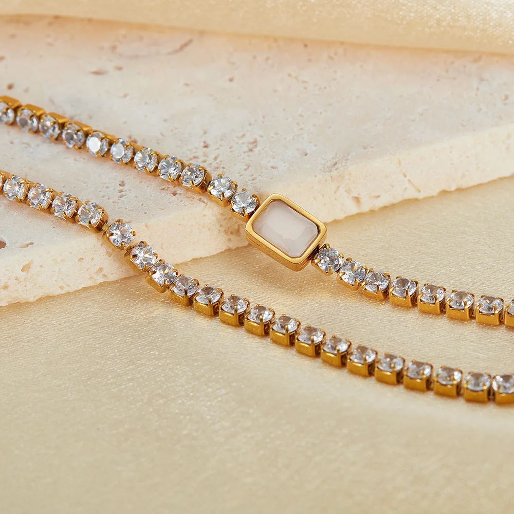 Quadratische Geometrie-Halsketten aus Edelstahl für Damen, hochwertiger, leichter Luxus-Schlüsselbeinketten-Charm-Schmuck – Detail 6