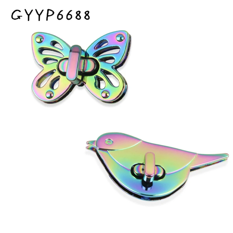 

10-20-50pcs 2 Size Rainbow Metal Hardware Leather Crossbody Wallet Bird Butterfly Turn Twist Clasp Lock Closure Bag Accessories