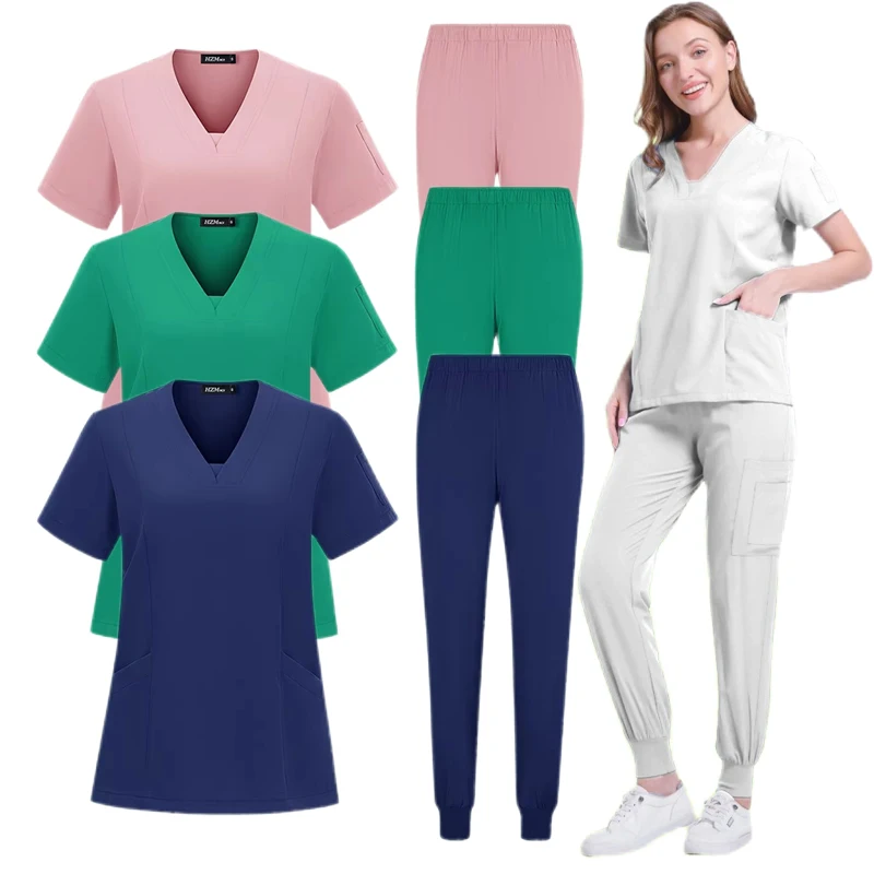 

Newest Nursing White Doctor Nurse Uniforms Women Men Scrubs Set Medical Clothing Beauty Salon Workwear Scrubs Doctor