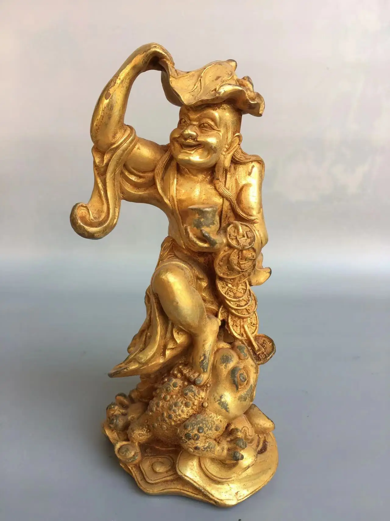 Rare  old copper gilding Liu he xi jin chan buddha statue,Free shipping