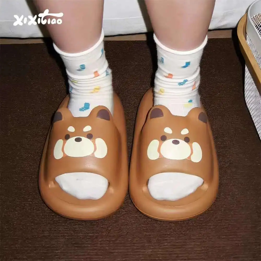 

Women Cartoon Cool Slippers For Men 2025 Summer EVA Thick Bottom External Wear Anti Slip Cute Couple Home Slippers