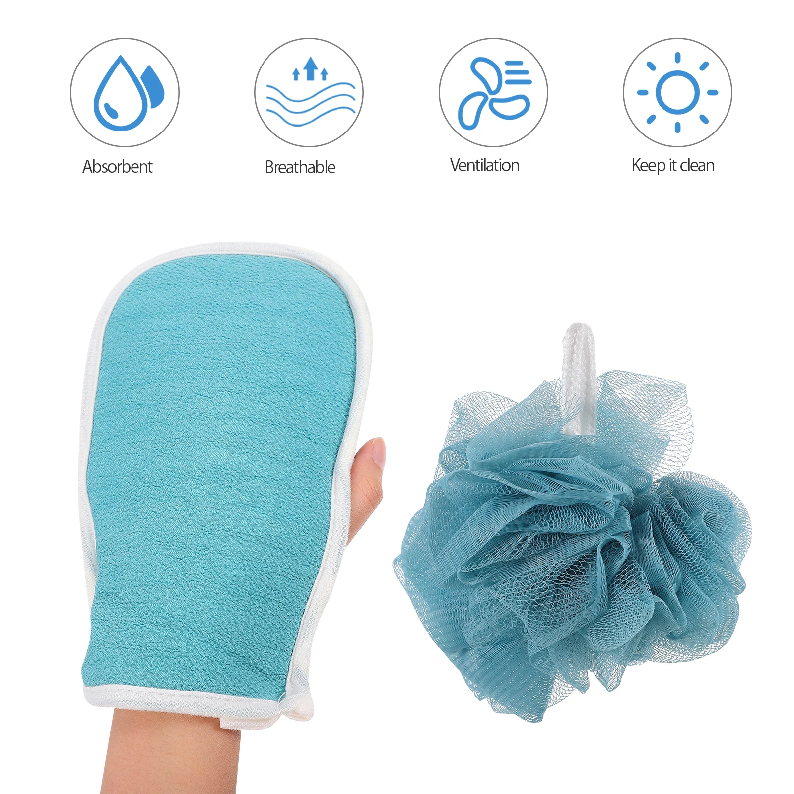 

High Quality Bath Flower Glove Set Sponge Back Rub Towel Long Straps Shower Cleaning Body Scrub Pores Dead Skin
