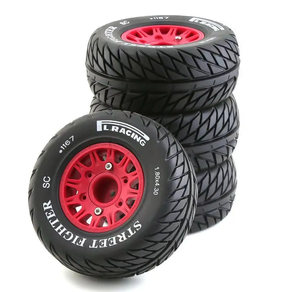 1/8 1/10 Short Course Truck Tires & Wheel Rims With 12 14 17mm Hex For RC On Road Car Slash Arrma SENTON VKAR Parts