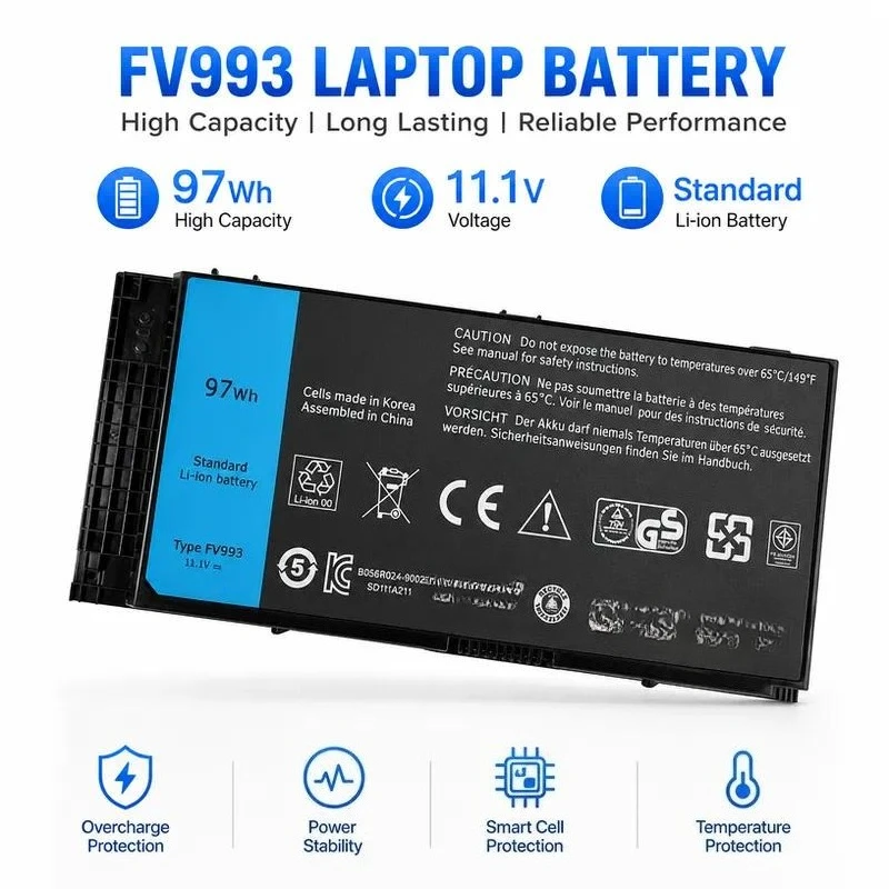 For FV993 Laptop Battery Compatible with M4600 M4700 M4800 M6600 M6700 M6800 Notebook Replacement Power Supply