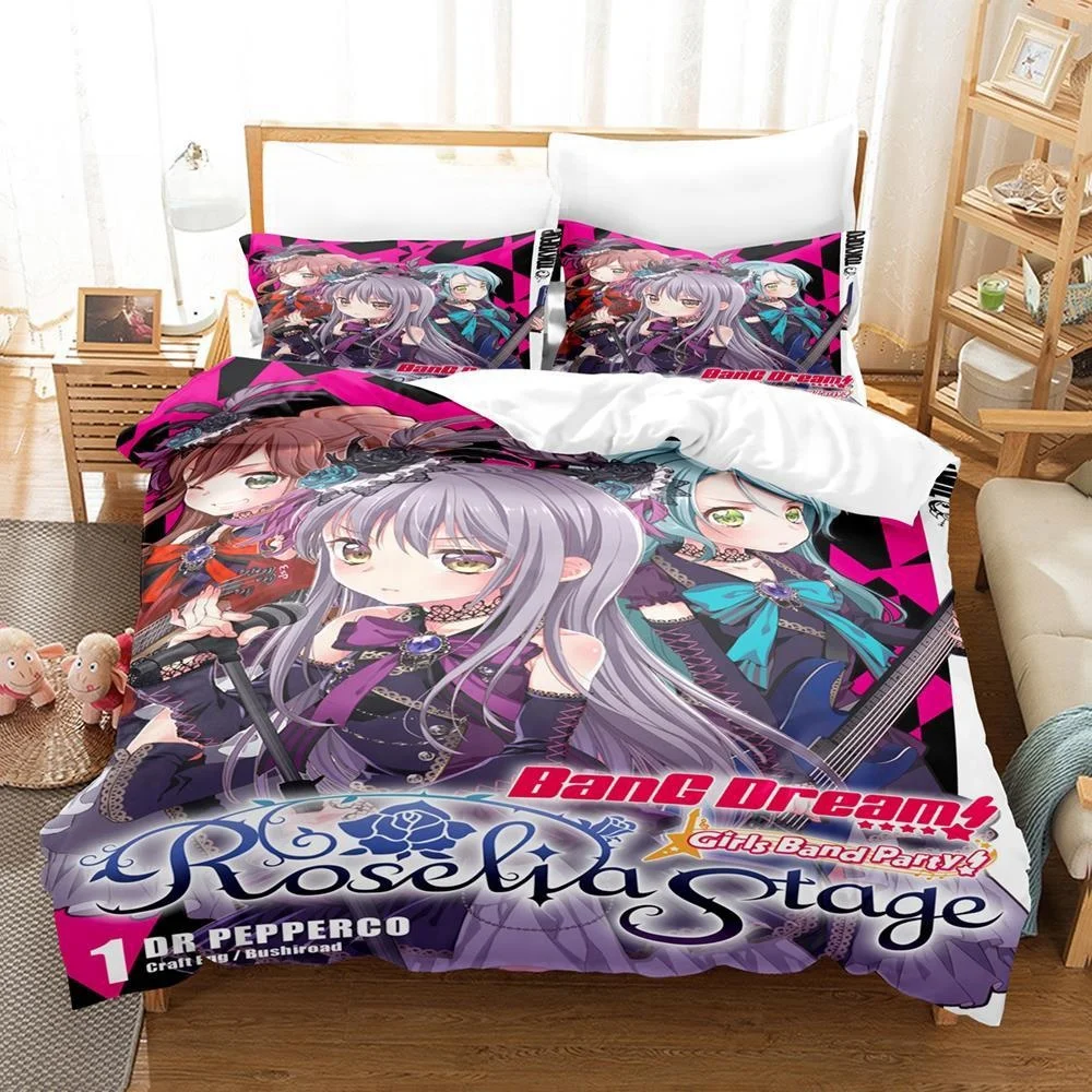 

3D Anime BanG Dream! Girls Band Party! Bedding Set Single Twin Full Queen King Size Bed Set Adult Kid Bedroom Duvetcover Sets