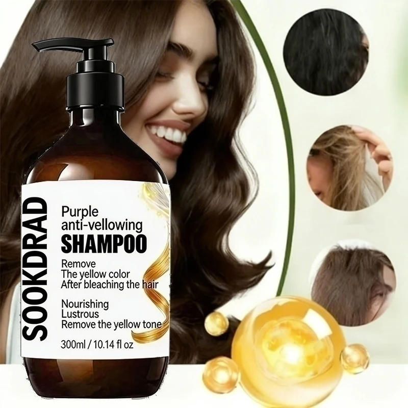 Purple Anti-Yellowing Shampoo, Eliminates Brassiness, Smooths Strands, For Blonde Hair, 10.14fl oz