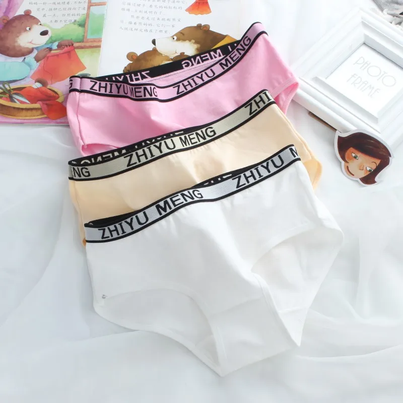 Teenage Girls Panties 8-14Y Young Children's Cotton Letters Underwears Sports Puberty Big Girls Adolescente Students Briefs