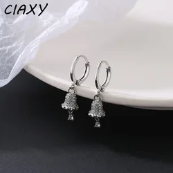 CIAXY Silver Color Full Zircon Water Drop Earrings for Women Super Fairy Bell As Earring Ear Buckle Cute Jewelry