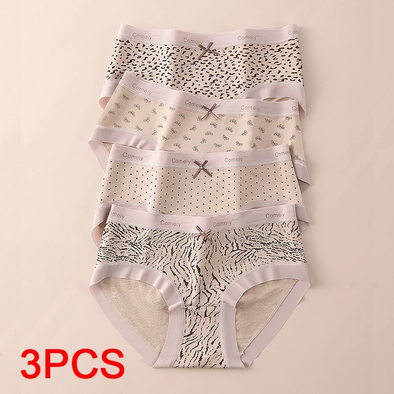 3Pcs Fashion Women's Briefs Cotton Underwear for Women Lingerie Sexy Lady Underpants Seamless Intimates Triangular Panties Set