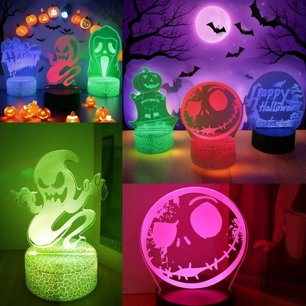3D Lamps Illusion Stitch LED Night Light Remote Control Smart Touch Room Desk Lighting Decoration Table Lamp Kid Halloween Gifts