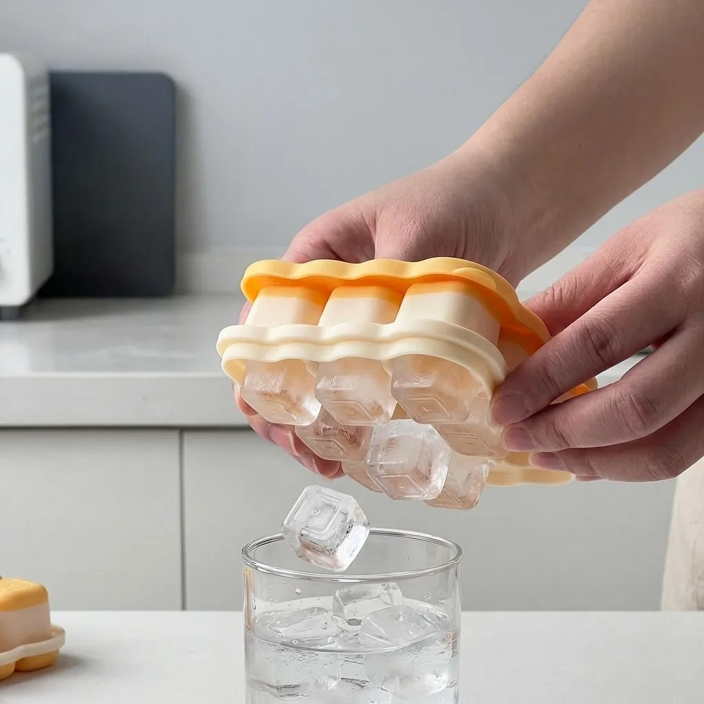 Cookie Shaped Plastic Ice Cube Tray With Lid Reusable 9 Grids Ice Mold Kitchen Bar Tools Ice Cube Mould For Whisky Cold Drink - view 5