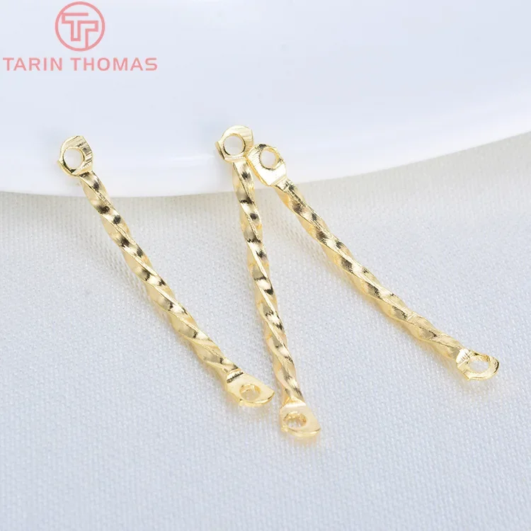 

(2460)20PCS 2.5x21MM Brass Twisted Connector Charms Bracelet Connector High Quality Diy Jewelry Accessories