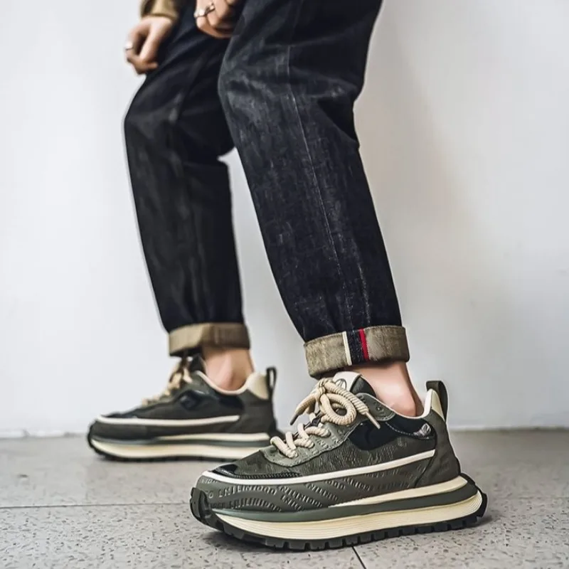 メンズトレンディな厚底通気性ソフトソールスニーカー高品質ファッションカジュアルスポーツ紳士靴 Zapatillas Hombre