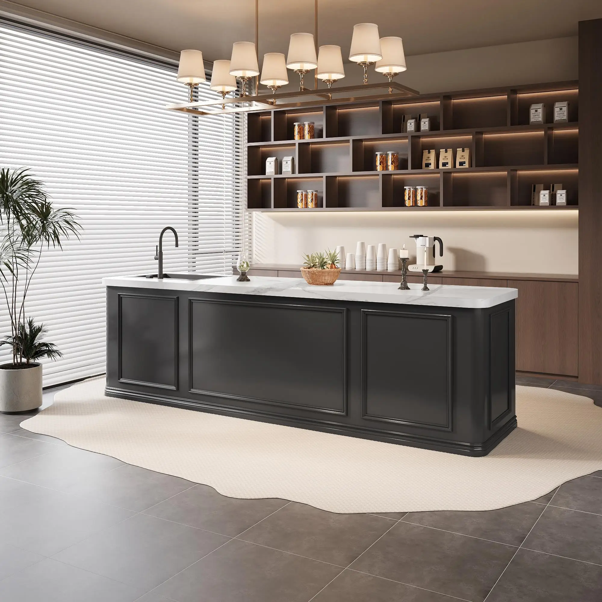 Retro coffee shop checkout page bar  bar integrated operation table flower shop fruit cutting table  table