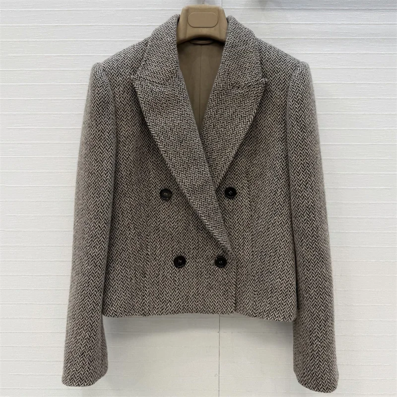 women's jacket 2026 winter new single breasted slim fit women's suit jacket Wool blend short women's coat y2k women's outerwear