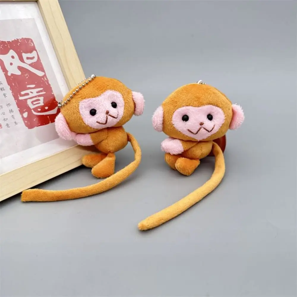 Trendy Long-tailed Monkey Key Chain Plush Toy Doll Cartoon Monkey Keychain Cute Backpack Pendant Gift for Children